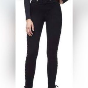 Good American Black on Black Inner Braided‎ Jeans. Size 27 (632)